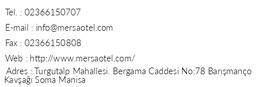 Mersa Otel telefon numaralar, faks, e-mail, posta adresi ve iletiim bilgileri