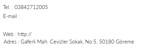 Mevlana Cave Hotel telefon numaralar, faks, e-mail, posta adresi ve iletiim bilgileri