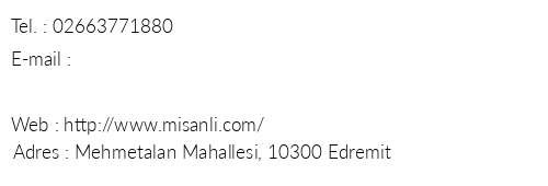 Misanl Pansiyon telefon numaralar, faks, e-mail, posta adresi ve iletiim bilgileri