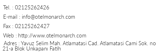 Monarch Hotel telefon numaralar, faks, e-mail, posta adresi ve iletiim bilgileri