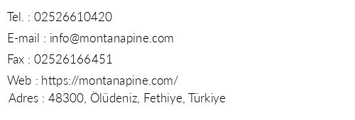 Montana Pine Resort telefon numaralar, faks, e-mail, posta adresi ve iletiim bilgileri
