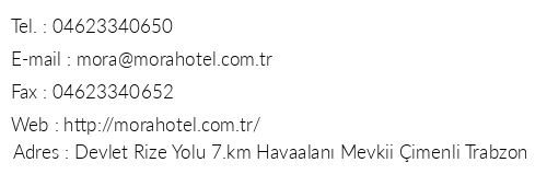 Mora Hotel telefon numaralar, faks, e-mail, posta adresi ve iletiim bilgileri