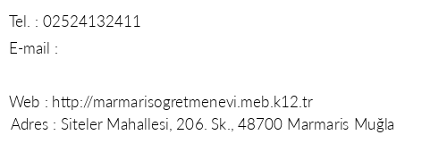 Mula Marmaris retmenevi telefon numaralar, faks, e-mail, posta adresi ve iletiim bilgileri