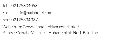 Naila Hotel telefon numaralar, faks, e-mail, posta adresi ve iletiim bilgileri