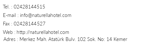 Naturella Hotel telefon numaralar, faks, e-mail, posta adresi ve iletiim bilgileri
