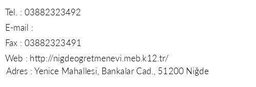 Nide retmenevi telefon numaralar, faks, e-mail, posta adresi ve iletiim bilgileri