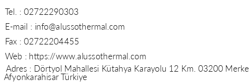 Alusso Thermal Spa & Convention Center telefon numaralar, faks, e-mail, posta adresi ve iletiim bilgileri