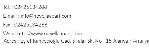 Novella Apart telefon numaralar, faks, e-mail, posta adresi ve iletiim bilgileri
