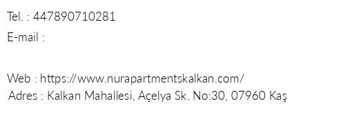 Nur Apart telefon numaralar, faks, e-mail, posta adresi ve iletiim bilgileri