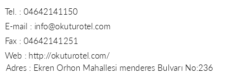 Okutur Hotel telefon numaralar, faks, e-mail, posta adresi ve iletiim bilgileri