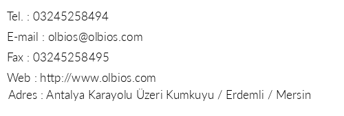 Olbios Marina Resort Hotel telefon numaralar, faks, e-mail, posta adresi ve iletiim bilgileri