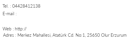 Olur Belediyesi Misafirhanesi telefon numaralar, faks, e-mail, posta adresi ve iletiim bilgileri