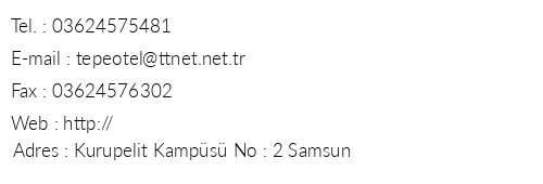 Omtel Tepe Hotel telefon numaralar, faks, e-mail, posta adresi ve iletiim bilgileri