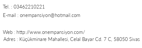 nem Otel Pansiyon telefon numaralar, faks, e-mail, posta adresi ve iletiim bilgileri