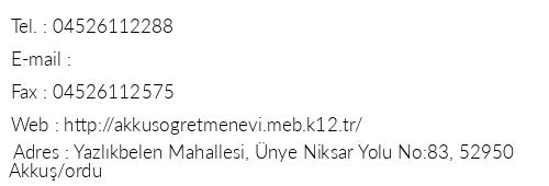 Ordu Akku retmenevi telefon numaralar, faks, e-mail, posta adresi ve iletiim bilgileri