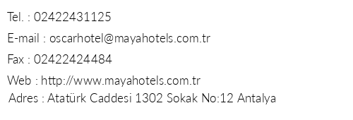 Oscar Boutique Hotel telefon numaralar, faks, e-mail, posta adresi ve iletiim bilgileri