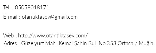 Otantik Ta Ev telefon numaralar, faks, e-mail, posta adresi ve iletiim bilgileri