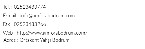 Otel Amfora telefon numaralar, faks, e-mail, posta adresi ve iletiim bilgileri
