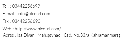 Otel Blc telefon numaralar, faks, e-mail, posta adresi ve iletiim bilgileri