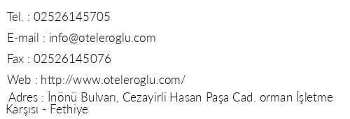 Otel Erolu telefon numaralar, faks, e-mail, posta adresi ve iletiim bilgileri