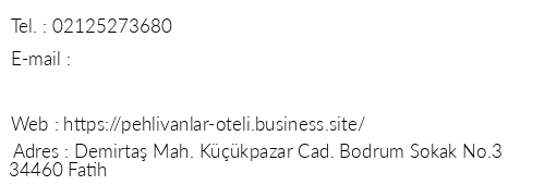 Otel Pehlivanlar telefon numaralar, faks, e-mail, posta adresi ve iletiim bilgileri