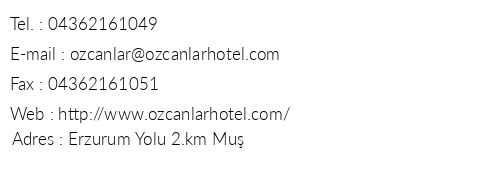 zcanlar Hotel telefon numaralar, faks, e-mail, posta adresi ve iletiim bilgileri
