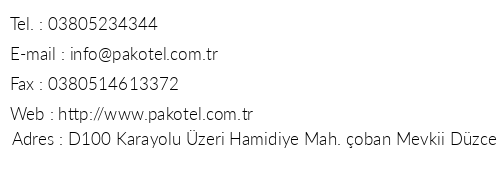 Pak Otel telefon numaralar, faks, e-mail, posta adresi ve iletiim bilgileri