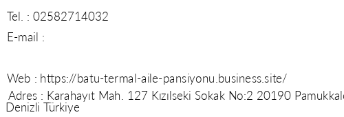 Pamukkale Batu Termal telefon numaralar, faks, e-mail, posta adresi ve iletiim bilgileri