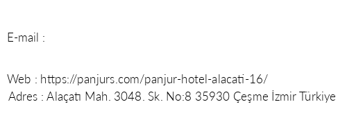 Panjur Hotel Alaat telefon numaralar, faks, e-mail, posta adresi ve iletiim bilgileri