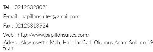 Papillon Suites telefon numaralar, faks, e-mail, posta adresi ve iletiim bilgileri