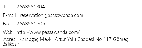 Passawanda Hotel telefon numaralar, faks, e-mail, posta adresi ve iletiim bilgileri