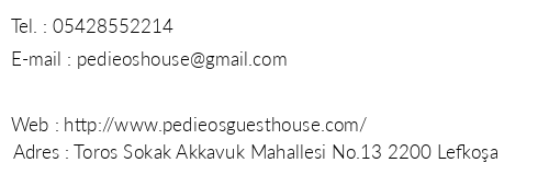 Pedieos Guest House telefon numaralar, faks, e-mail, posta adresi ve iletiim bilgileri