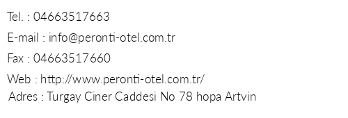 Peronti Otel telefon numaralar, faks, e-mail, posta adresi ve iletiim bilgileri