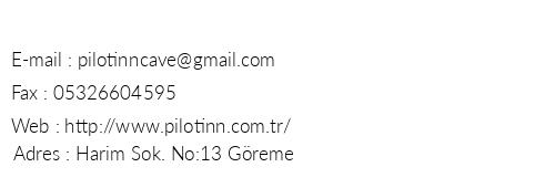 Pilot nn Cave & Hotel telefon numaralar, faks, e-mail, posta adresi ve iletiim bilgileri
