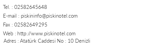 Pikin Otel telefon numaralar, faks, e-mail, posta adresi ve iletiim bilgileri