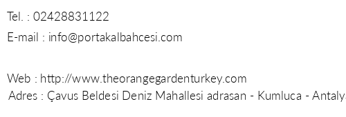 Portakal Bahesi Pansiyon telefon numaralar, faks, e-mail, posta adresi ve iletiim bilgileri