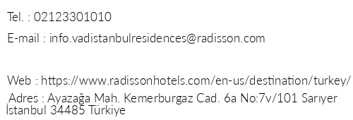 Radisson Residences Vadistanbul telefon numaralar, faks, e-mail, posta adresi ve iletiim bilgileri