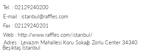 Raffles stanbul telefon numaralar, faks, e-mail, posta adresi ve iletiim bilgileri