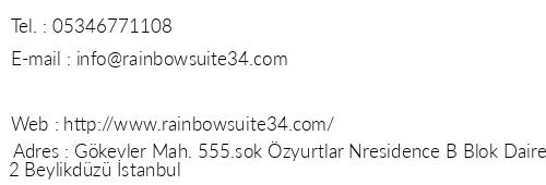 Rainbow Suite Beylikdz telefon numaralar, faks, e-mail, posta adresi ve iletiim bilgileri