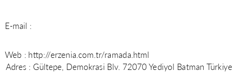 Ramada Plaza By Wyndham Erzenia telefon numaralar, faks, e-mail, posta adresi ve iletiim bilgileri