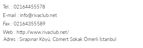 Riva's Club Butik Otel telefon numaralar, faks, e-mail, posta adresi ve iletiim bilgileri