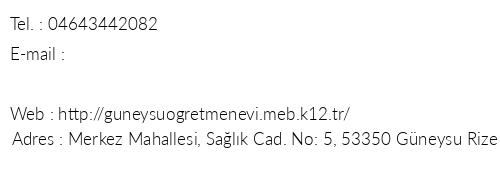 Rize Gneysu retmenevi telefon numaralar, faks, e-mail, posta adresi ve iletiim bilgileri