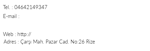 Rize Huzur Pansiyon telefon numaralar, faks, e-mail, posta adresi ve iletiim bilgileri