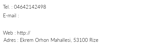 Rize Otel Gkova telefon numaralar, faks, e-mail, posta adresi ve iletiim bilgileri