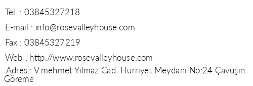 Rose Valley House telefon numaralar, faks, e-mail, posta adresi ve iletiim bilgileri