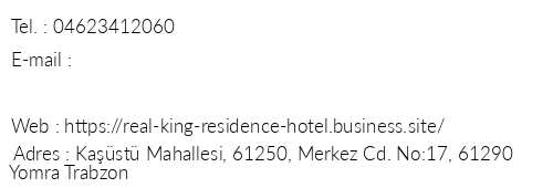 Real King Residence Hotel telefon numaralar, faks, e-mail, posta adresi ve iletiim bilgileri