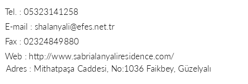 Sabri Alanyal Residence telefon numaralar, faks, e-mail, posta adresi ve iletiim bilgileri