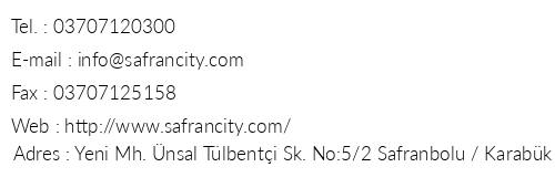 Safran City Hotel & Spa telefon numaralar, faks, e-mail, posta adresi ve iletiim bilgileri