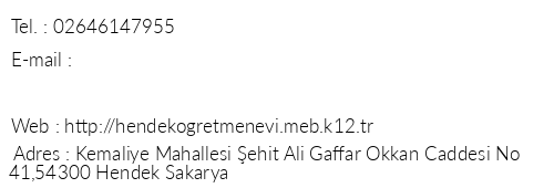 Sakarya Hendek retmenevi telefon numaralar, faks, e-mail, posta adresi ve iletiim bilgileri