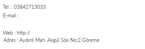 Salkm Cave House telefon numaralar, faks, e-mail, posta adresi ve iletiim bilgileri